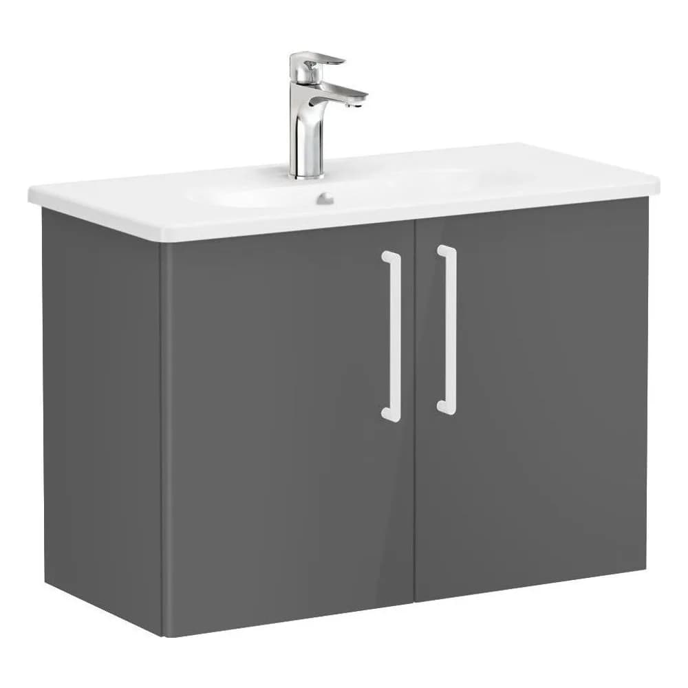 Vitra Root Flat 80 Cm Antrasit Dar 2 Kapaklı Lavabo Dolabı