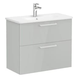 Vitra Root Flat 80 Cm İnci Gri Dar 2 Çekmeceli Lavabo Dolabı görsel 1