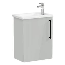 Vitra Root Flat 45 Cm İnci Gri Dar Kapaklı Sol Lavabo Dolabı görsel 1