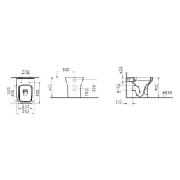 Vitra S20 Square 52 Cm Duvara Sıfır Beyaz Yerden Klozet görsel 2
