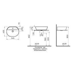 Vitra Geo 55x43 Cm Oval Parlak Siyah Çanak Lavabo görsel 2