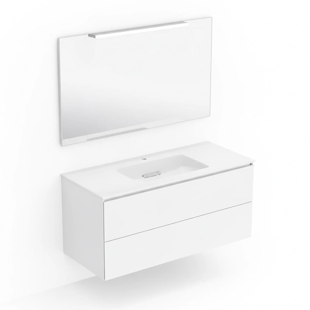 Geberit ONE 120 cm Parlak Beyaz Çift Çekmeceli Aynalı Banyo Dolabı Seti
