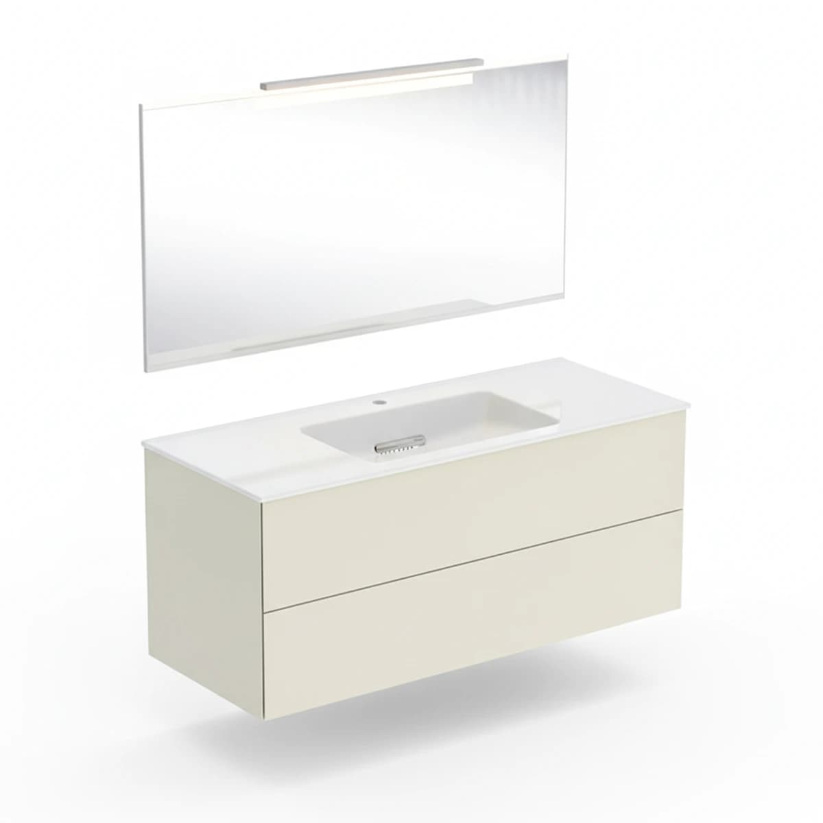Geberit ONE 120 cm Kum Grisi Çift Çekmeceli Aynalı Banyo Dolabı Seti