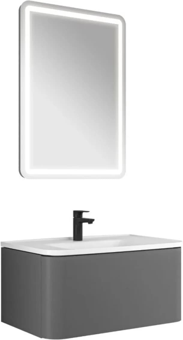 Kale Fold Pro 80 Cm Mat Vizon Aydınlatmalı Aynalı Banyo Dolabı Takımı