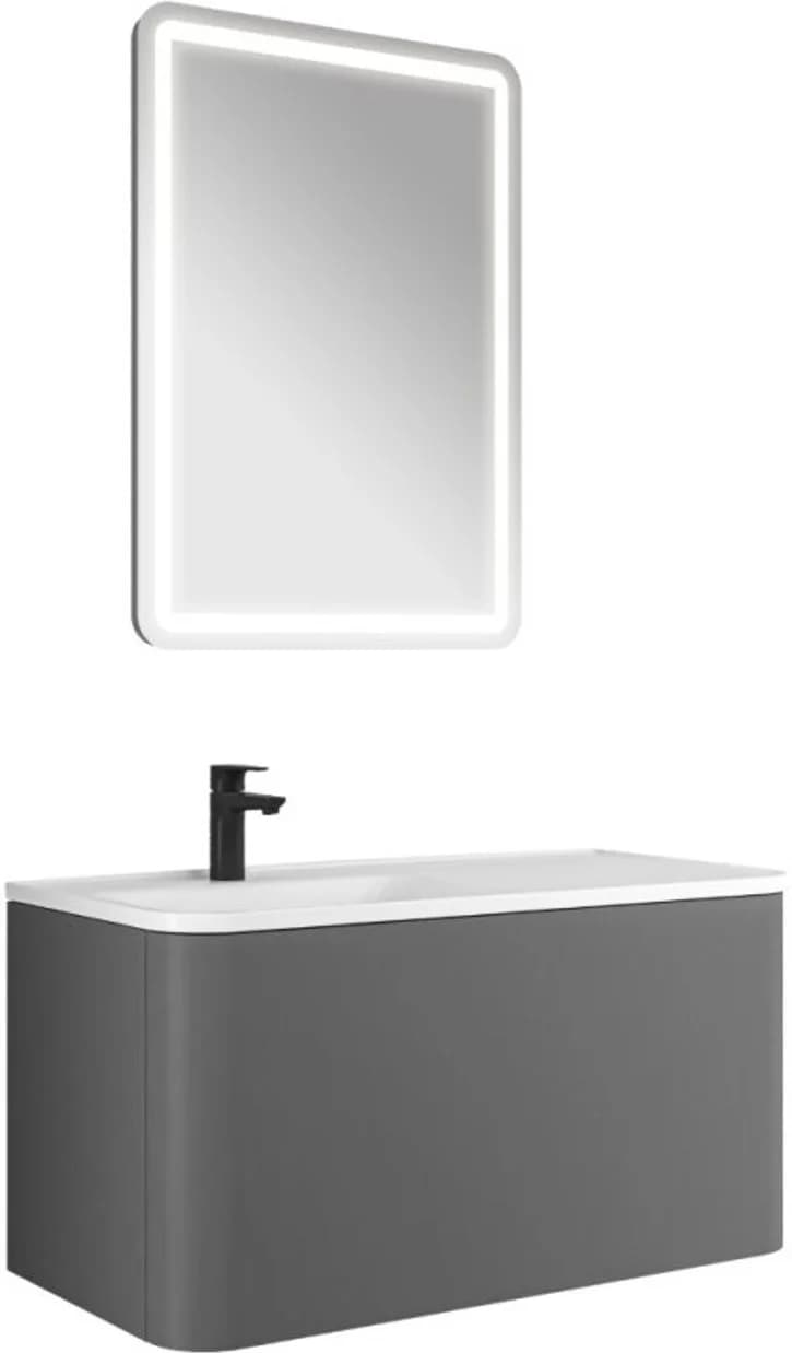 Kale Fold Pro 100 Cm Mat Vizon Sağ Etajerli Aydınlatmalı Aynalı Banyo Dolabı Takımı