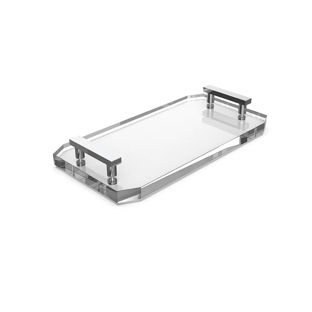 Decor Walther Kristall 36x19 Cm Krom-Şeffaf Tepsi