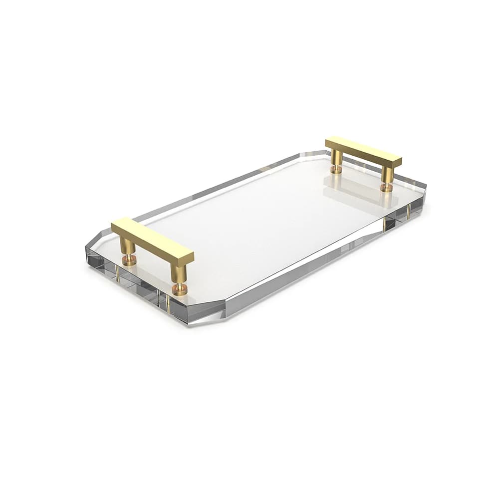 Decor Walther Kristall 36x19 Cm Mat Altın-Şeffaf Tepsi