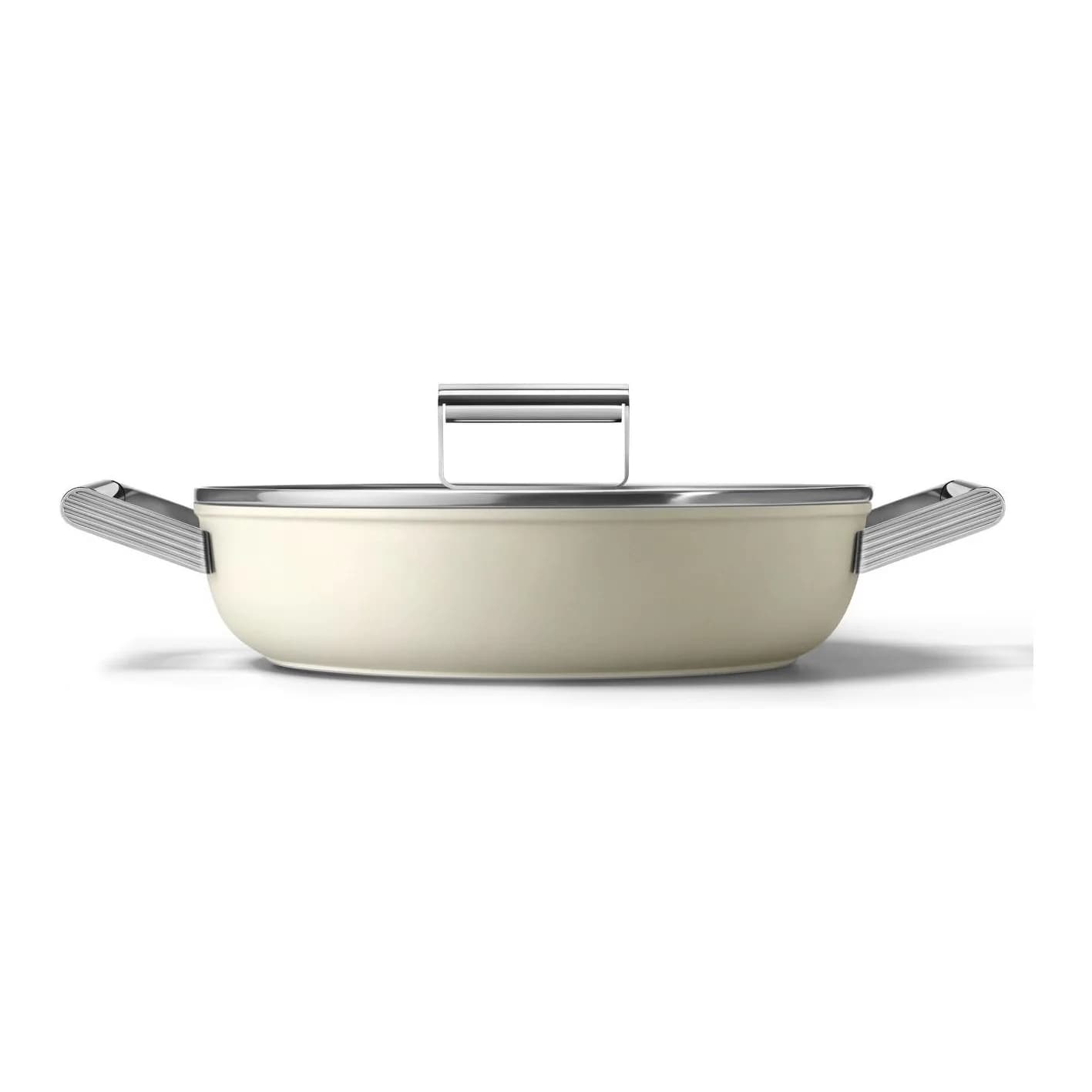 Smeg 28 Cm Mat Krem Kapaklı Derin Tava