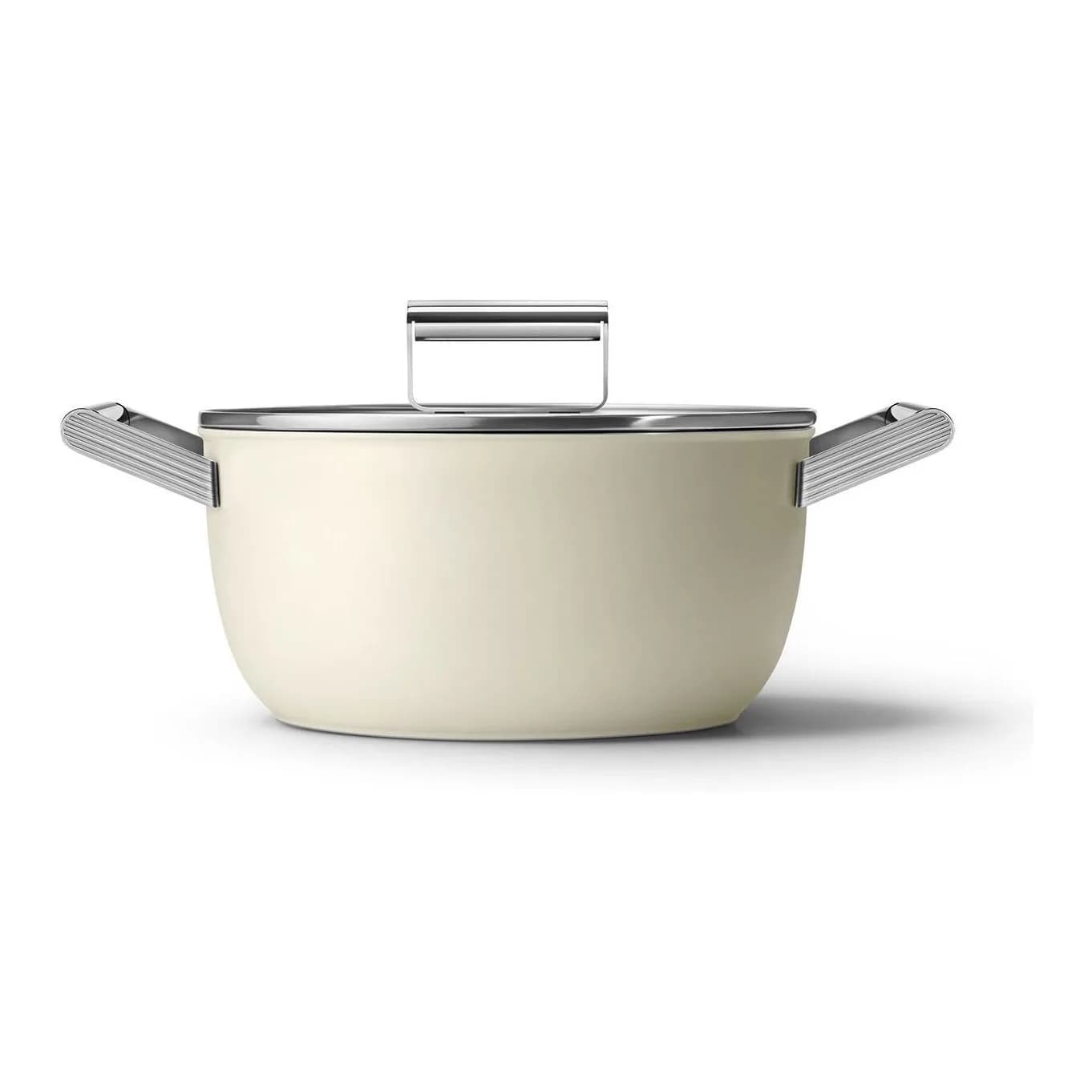 Smeg 24 Cm Mat Krem Kapaklı Derin Tencere