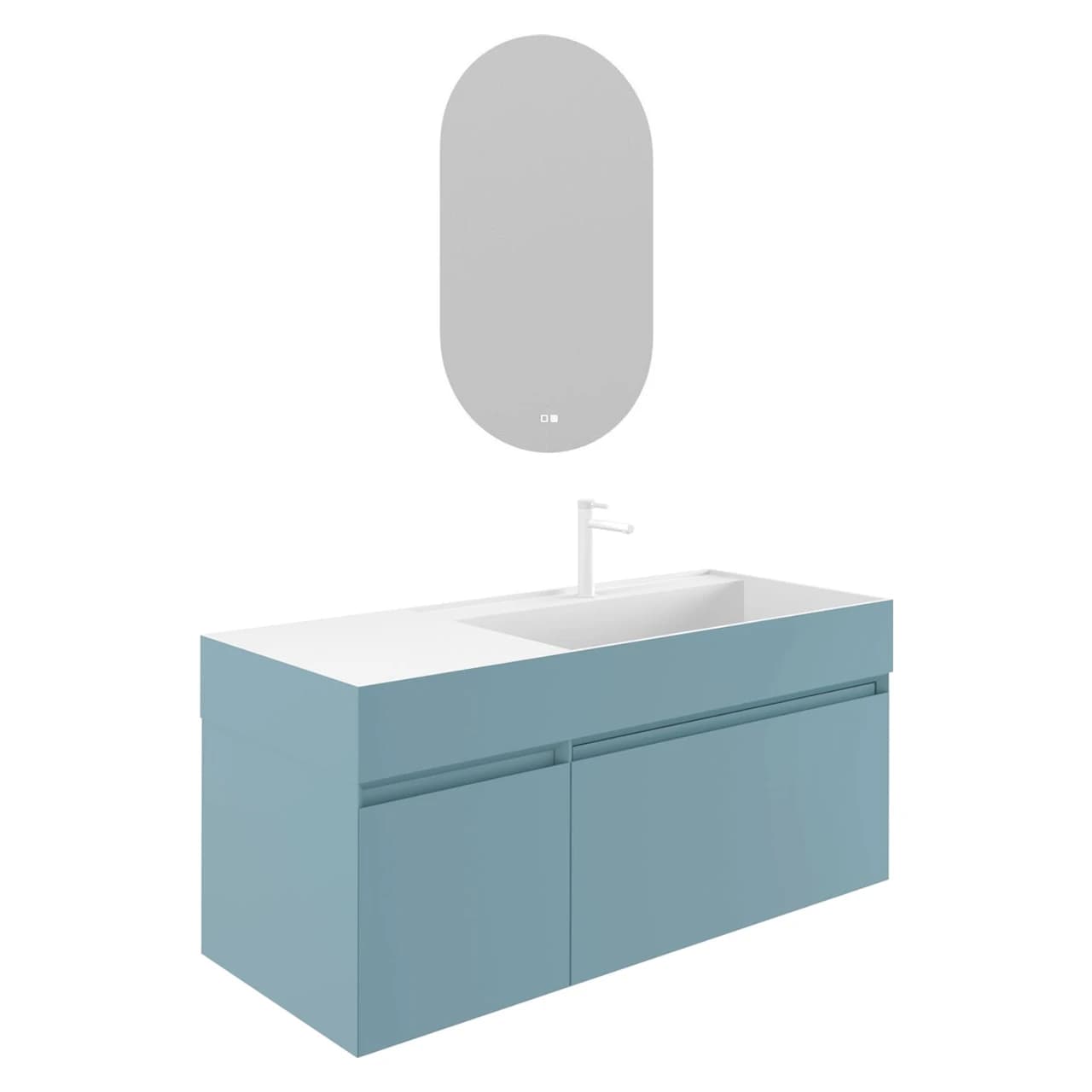 Orka Lusso Sağ 120 Cm Mat Mavi Banyo Dolabı Takımı - 5007530