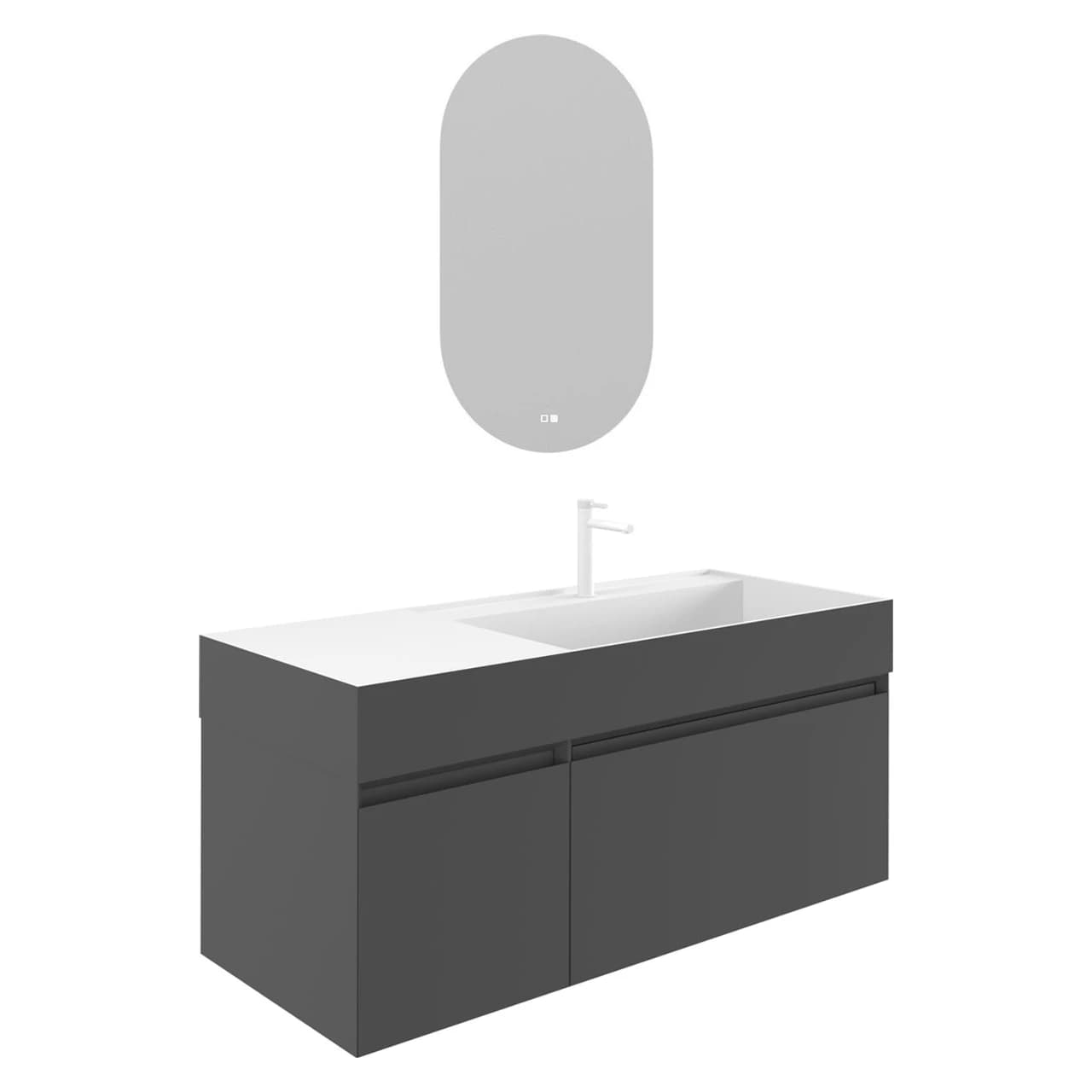 Orka Lusso Sağ 120 Cm Mat Antrasit Banyo Dolabı Takımı - 5007525