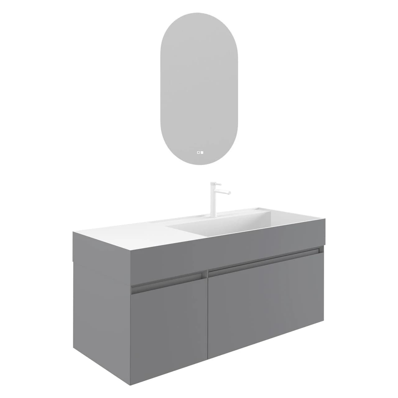 Orka Lusso Sağ 120 Cm Mat Gri Banyo Dolabı Takımı - 5007529