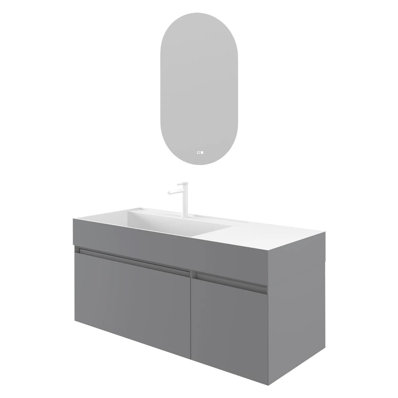 Orka Lusso Sol 120 Cm Mat Gri Banyo Dolabı Takımı - 5005002