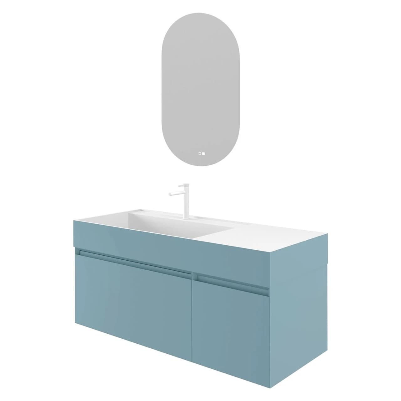 Orka Lusso Sol 120 Cm Mat Mavi Banyo Dolabı Takımı - 5003963