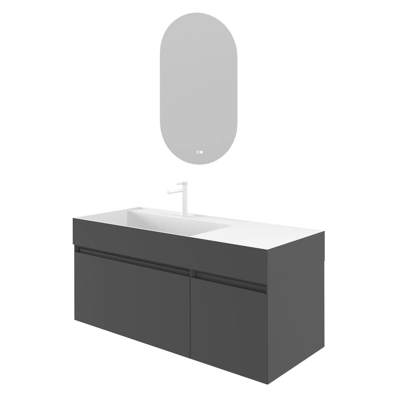 Orka Lusso Sol 120 Cm Mat Antrasit Banyo Dolabı Takımı - 5004399