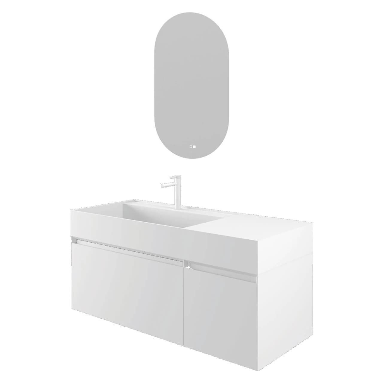 Orka Lusso Sol 120 Cm Mat Beyaz Banyo Dolabı Takımı - 5004992