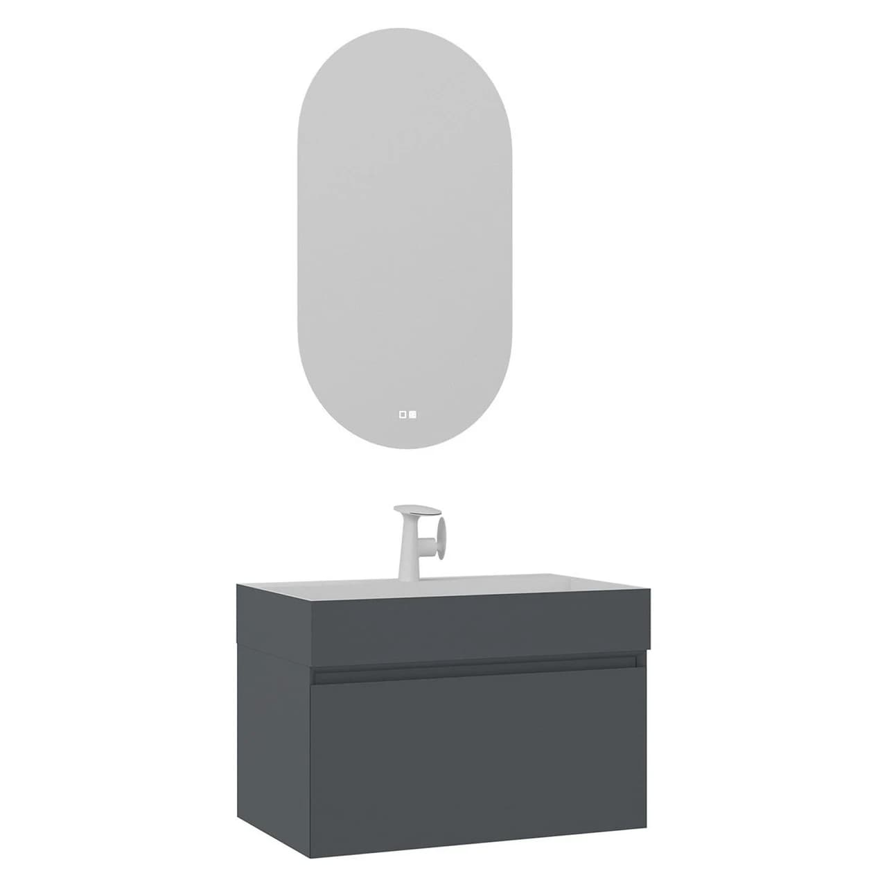 Orka Lusso 80 Cm Mat Antrasit Banyo Dolabı Takımı - 5007519