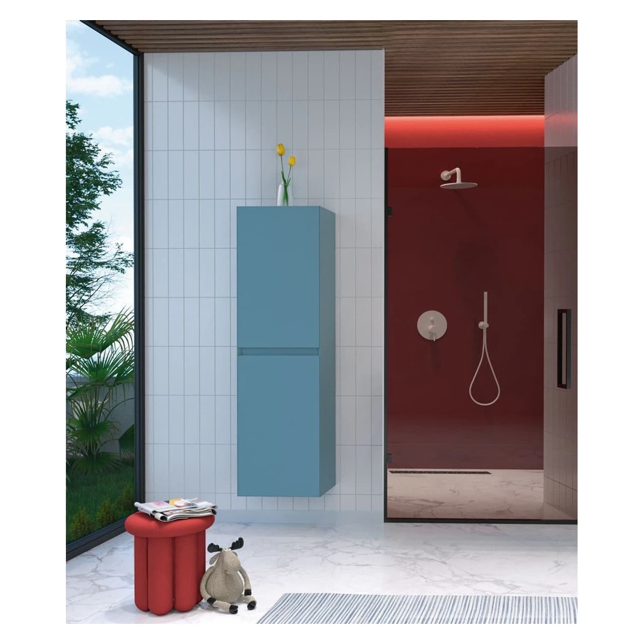 Orka Lusso Sağ 40 Cm Mat Mavi Boy Dolabı - 3005580