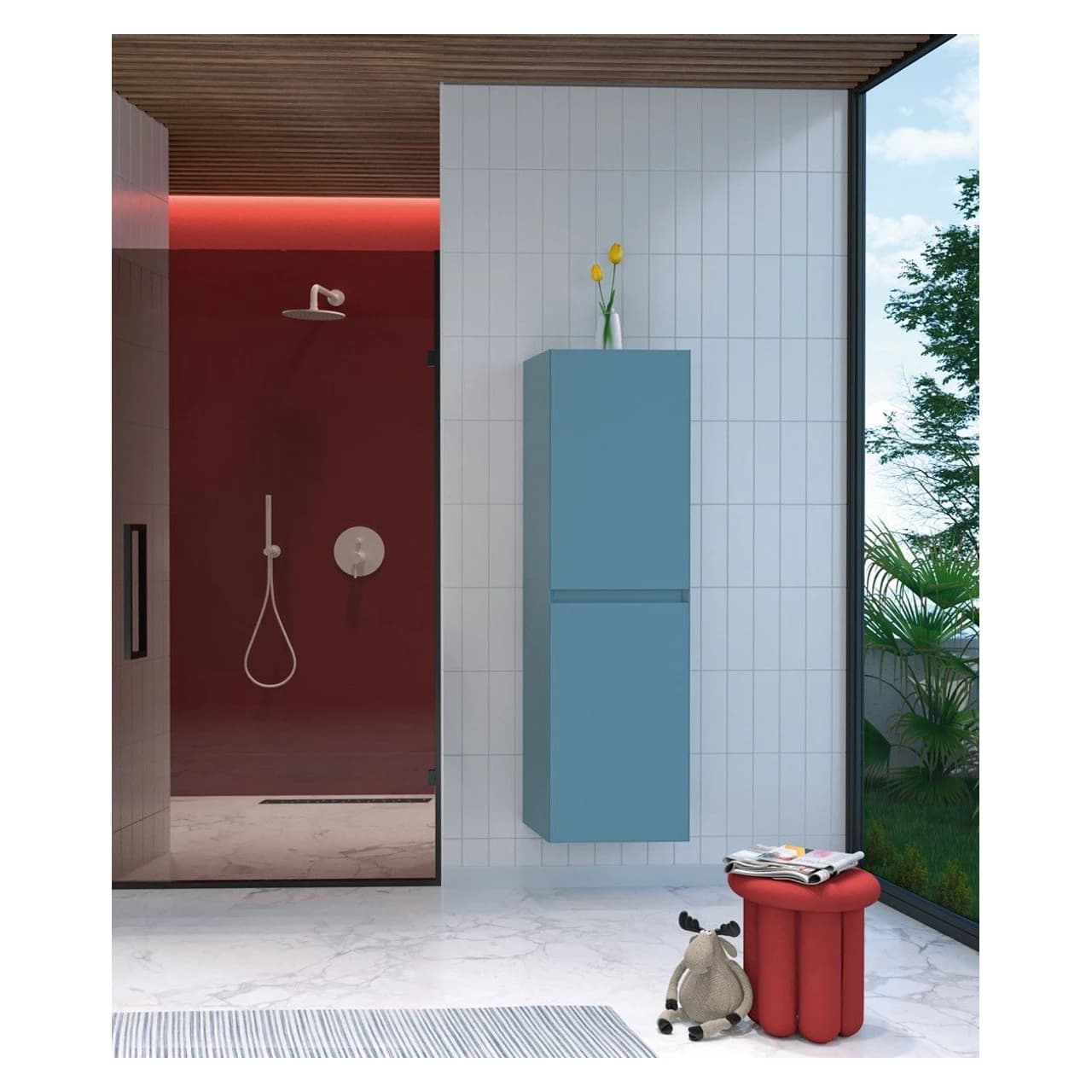 Orka Lusso Sol 40 Cm Mat Mavi Boy Dolabı - 3005581