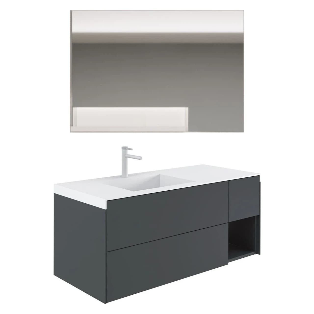 Orka Milano 140 Cm Mat Antrasit Banyo Dolabı Takımı - 5008201