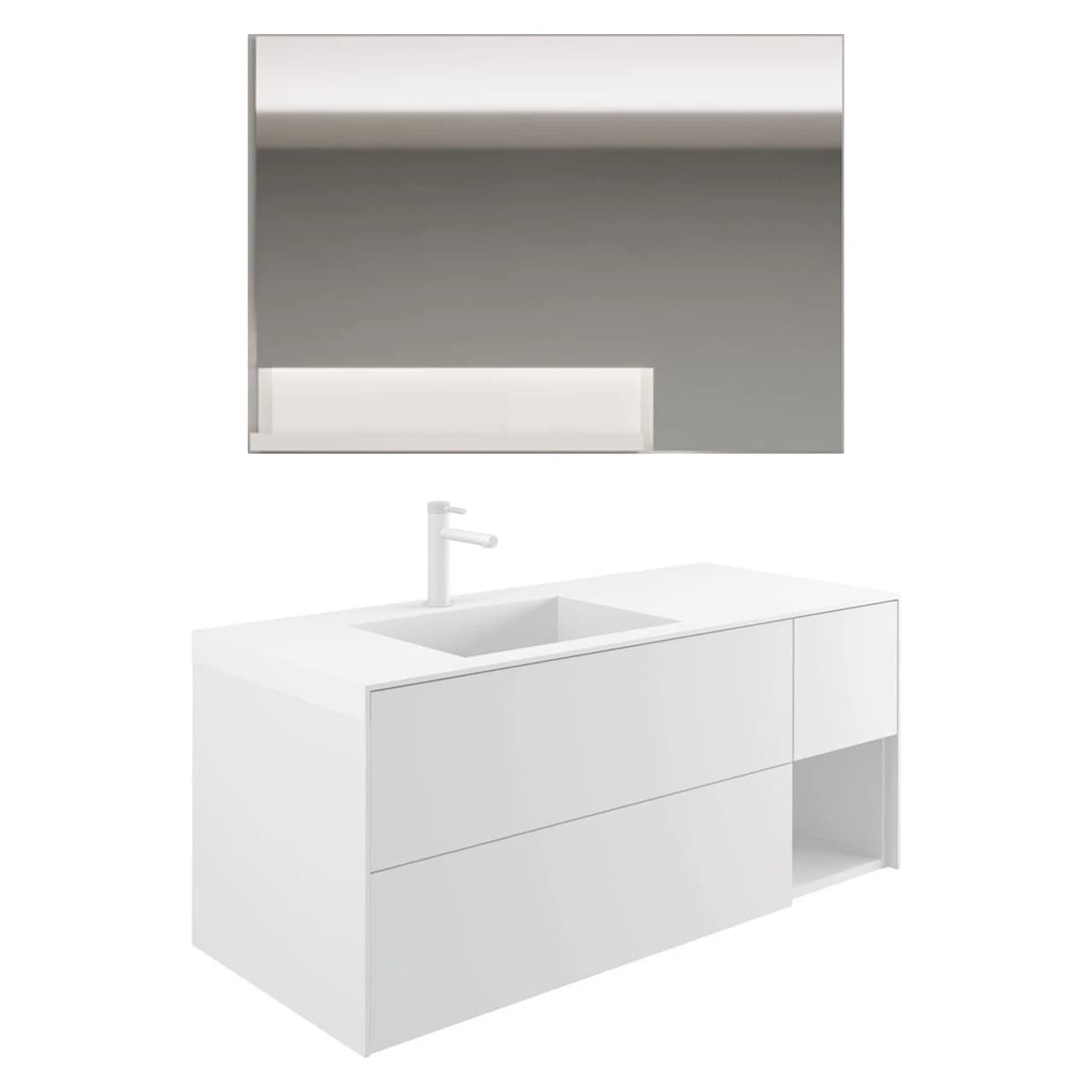 Orka Milano 140 Cm Mat Beyaz Banyo Dolabı Takımı - 5008202