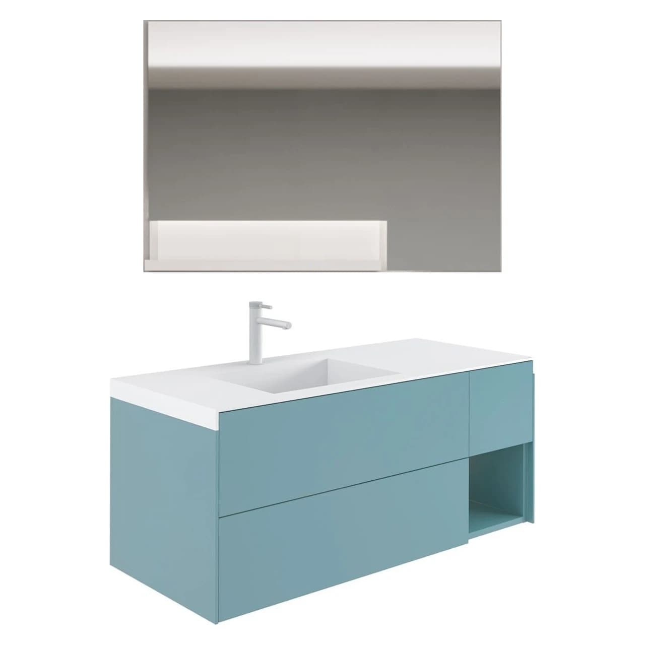 Orka Milano 100 Cm Mat Pasifik Mavi Banyo Dolabı Takımı - 5008192