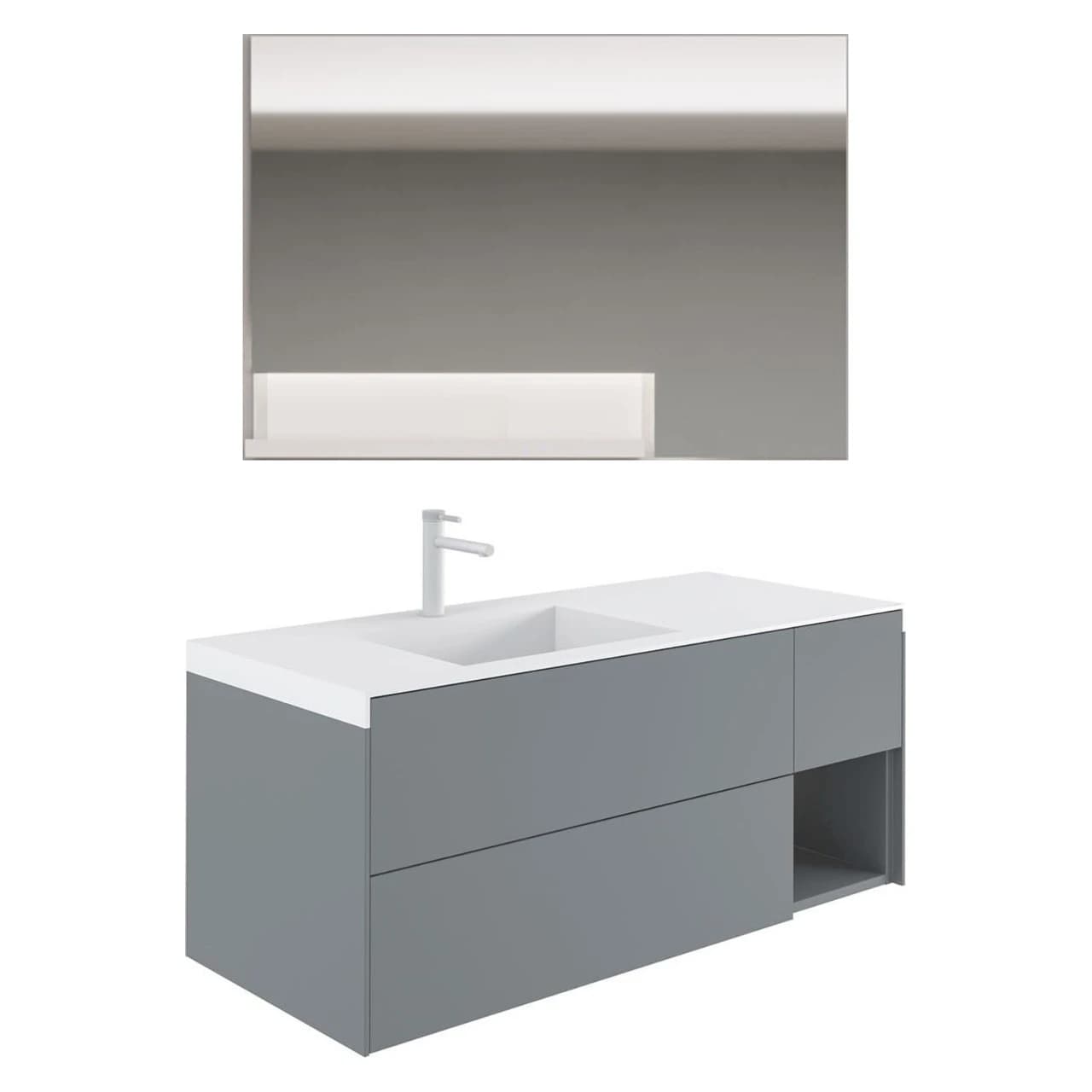 Orka Milano 100 Cm Mat Gri Banyo Dolabı Takımı - 5008191