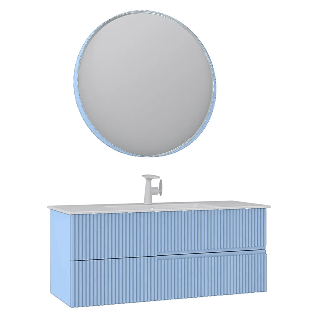 Orka Moonlight 120 Cm Mat İsviçre Mavisi Banyo Dolabı Takımı - 5007407