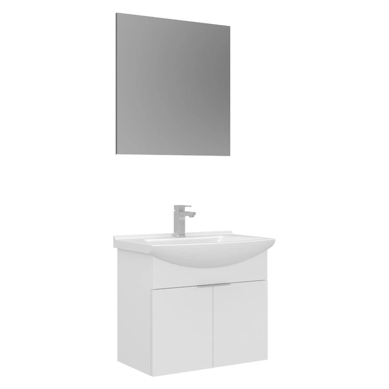 Orka Purus 65 Cm Parlak Beyaz Asma Banyo Dolabı Takımı