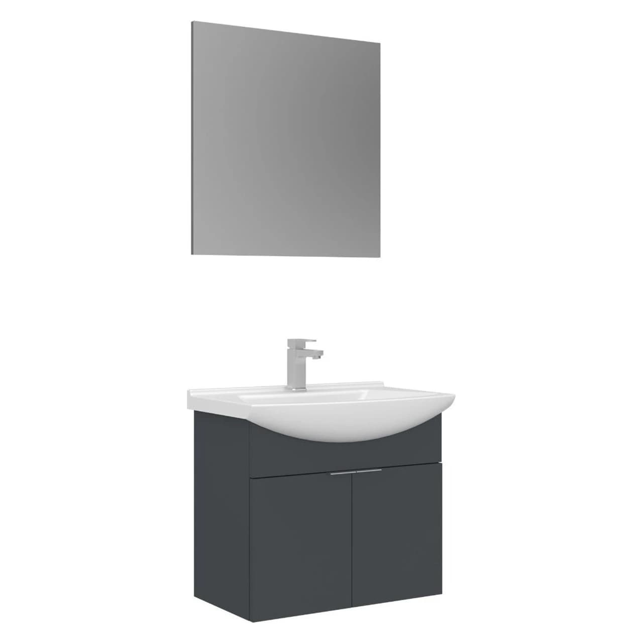Orka Purus 65 Cm Mat Antrasit Asma Banyo Dolabı Takımı