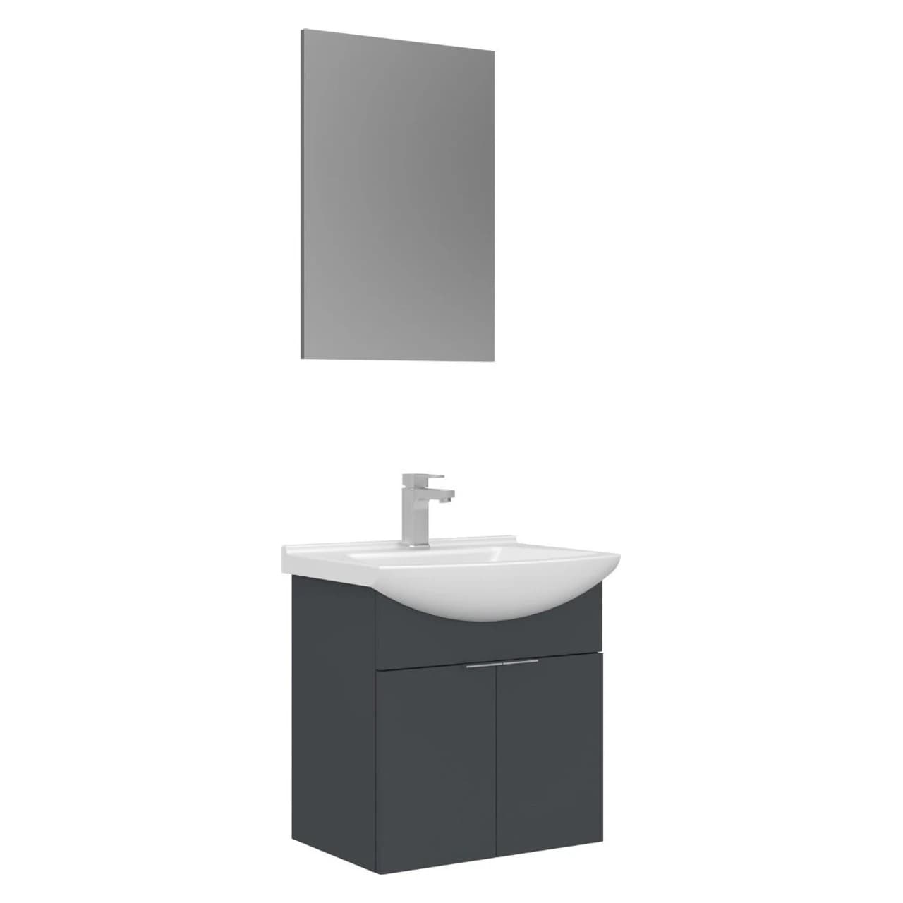 Orka Purus 55 Cm Mat Antrasit Asma Banyo Dolabı Takımı