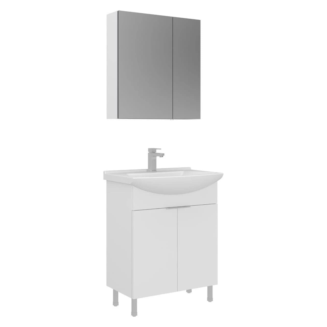 Orka Purus 65 Cm Parlak Beyaz Ayaklı Banyo Dolabı Takımı