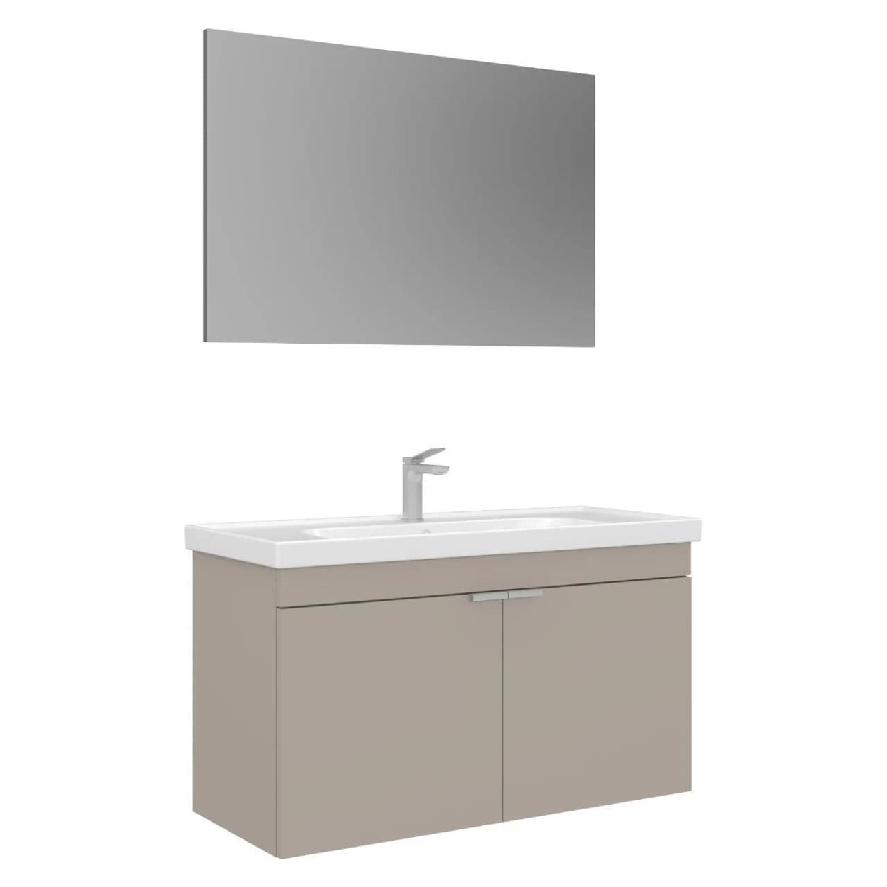 Orka Desna 100 Cm Çöl Beji Düz Aynalı Banyo Dolabı Takımı