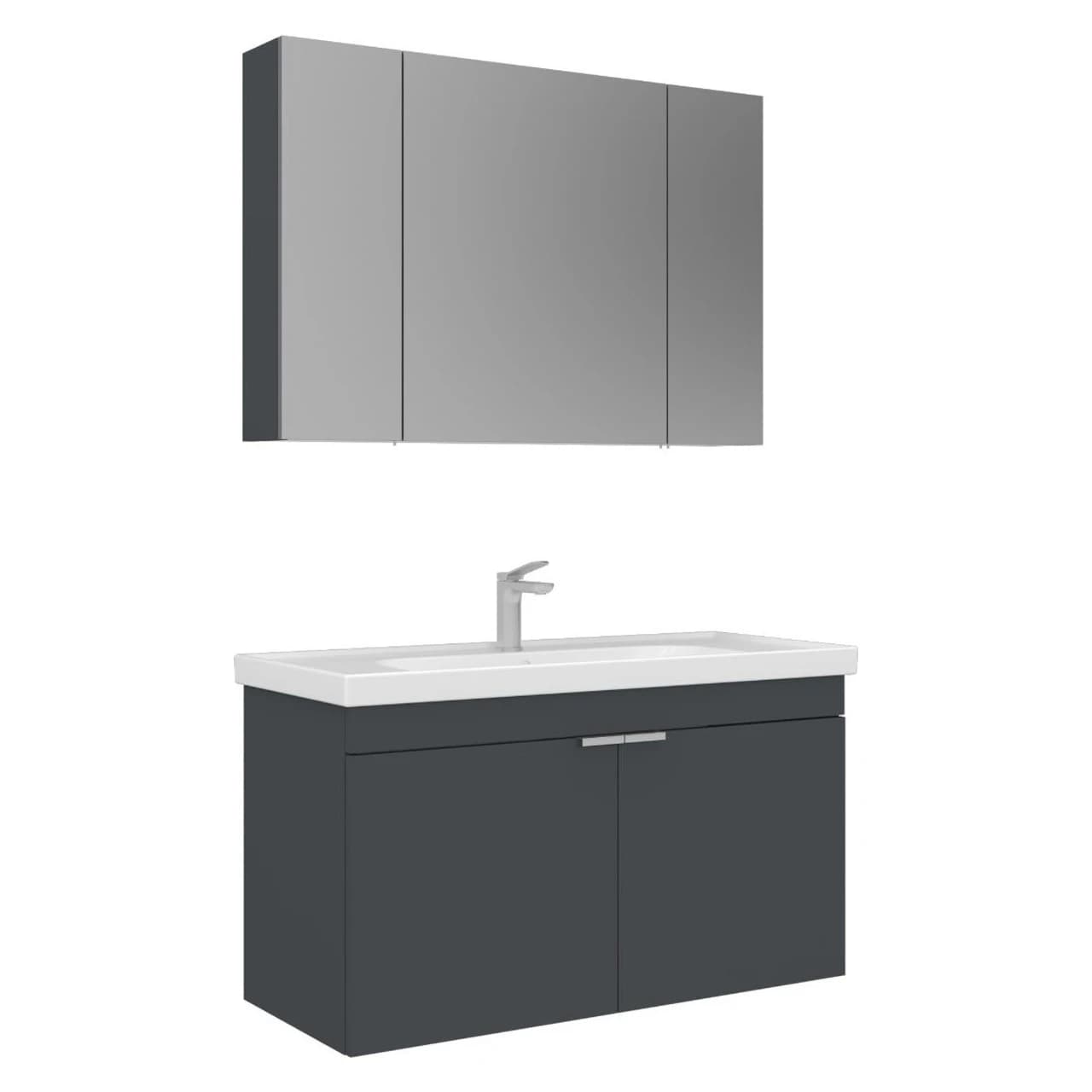Orka Desna 100 Cm Mat Antrasit Ayna Dolaplı Banyo Dolabı Takımı