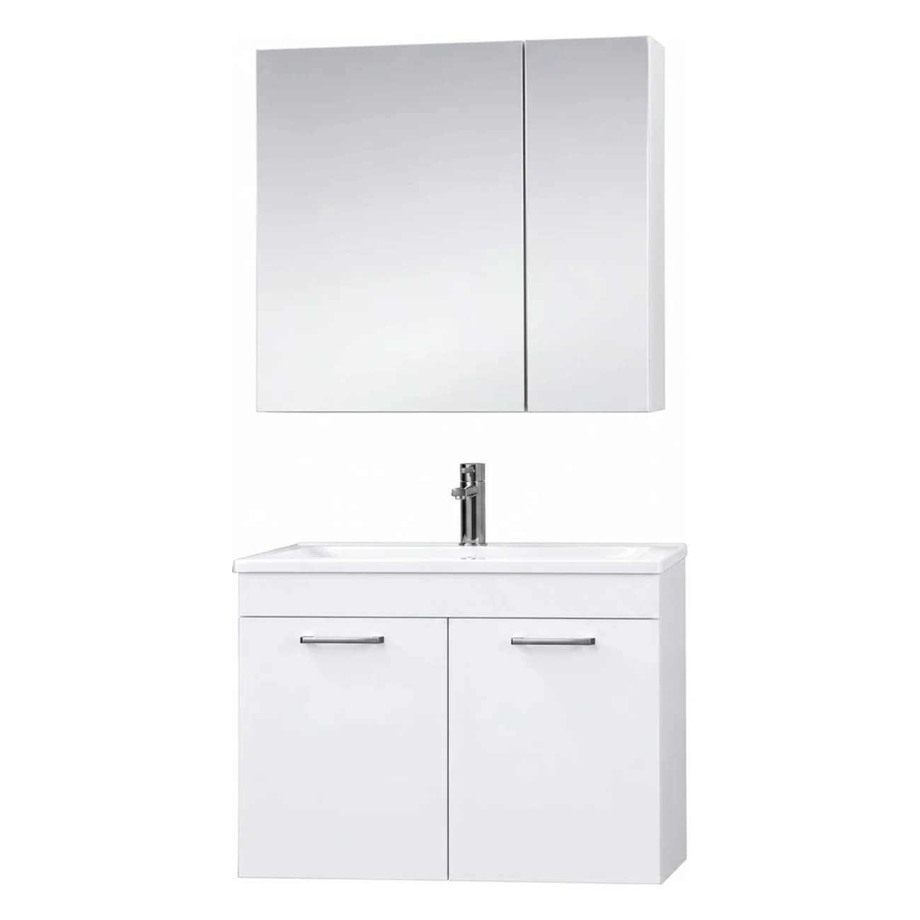 Orka Bafa 80 Cm Parlak Beyaz Banyo Dolabı Takımı