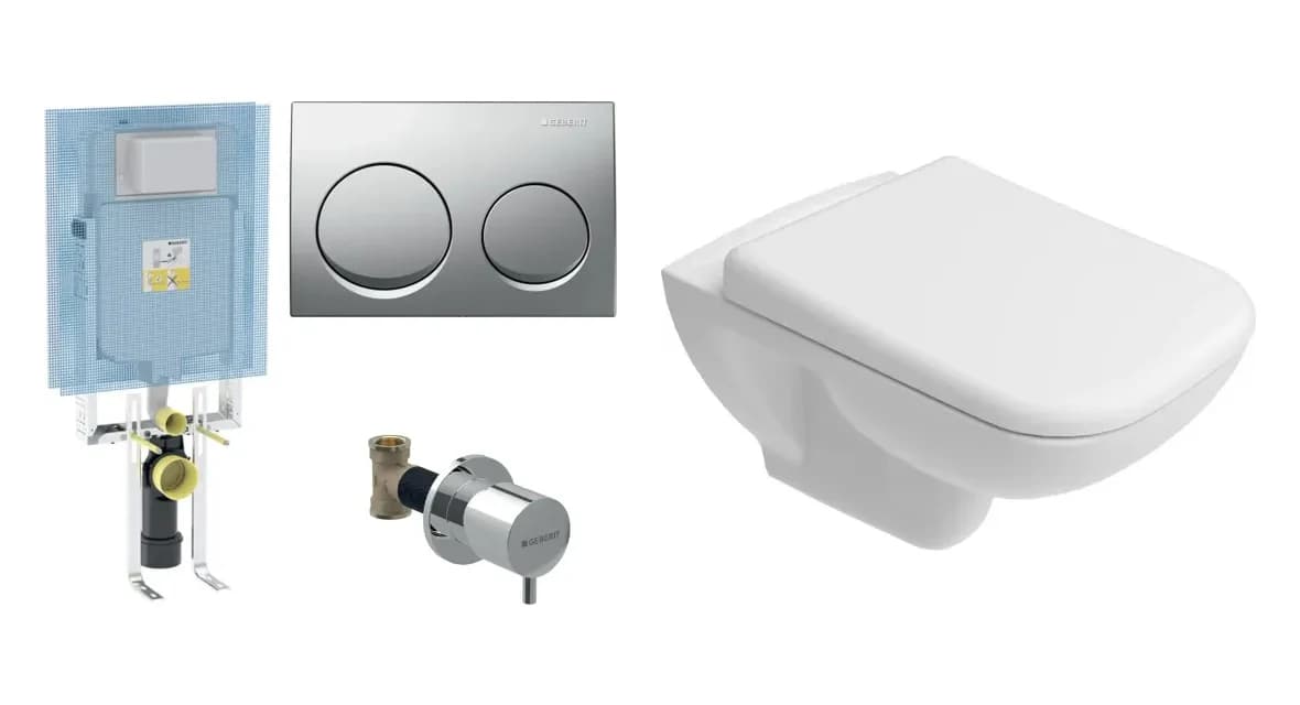 Kale Optimum Köşeli Kanalsız Asma Klozet + Yavaş Kapanan Klozet Kapağı ve Geberit Gömme Rezervuar Takımı
