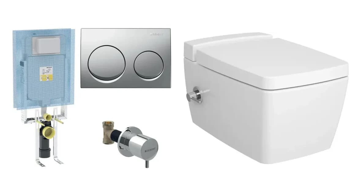 Vitra Metropole Rim-ex 56 cm Entegre Taharet Musluklu Fresh Beyaz Asma Klozet ve Geberit Gömme Rezervuar Takımı