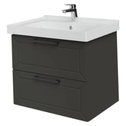 Creavit D20 65 Cm Antrasit Lake 2 Çekmeceli Lavabo Dolabı görsel 1