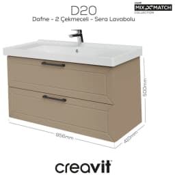 Creavit D20 100 Cm Dafne Lake 2 Çekmeceli Lavabo Dolabı görsel 2