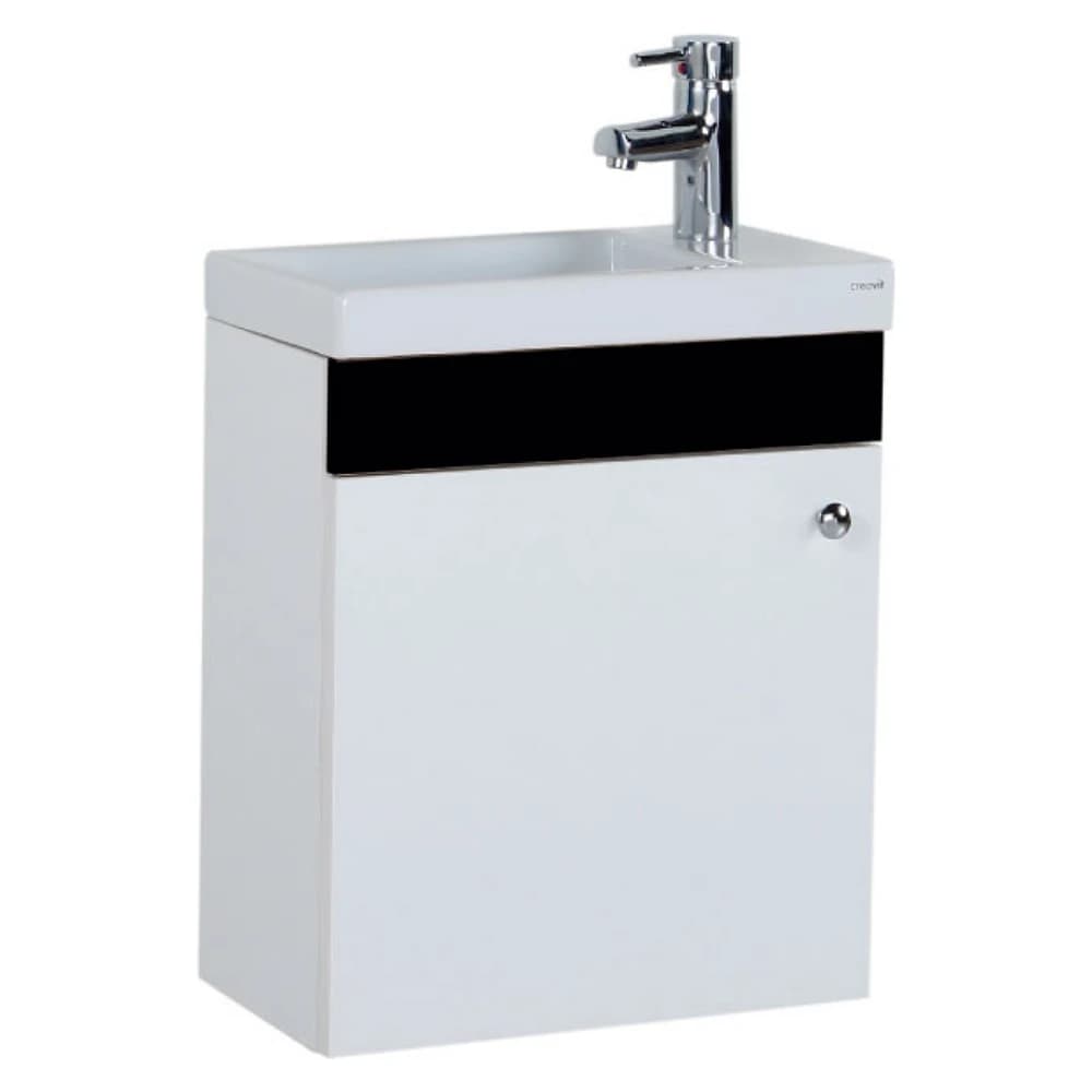 Creavit Elmas 45 Cm Beyaz-Siyah Lavabo Dolabı