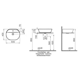 Vitra Geo 55x43 Cm Oval Mat Beyaz Çanak Lavabo 7428B001-0041 görsel 2