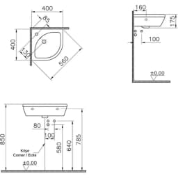 Vitra Integra 40x40 Cm Yuvarlak Lavabo - 7336L003-0999 görsel 2