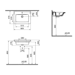 Vitra Integra Classic 80x46 Cm Etajerli Lavabo 7001B003-0001 görsel 2