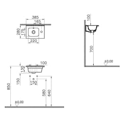 Vitra Mia 40x28 Cm Etajerli Lavabo 7460L003-0029 görsel 2