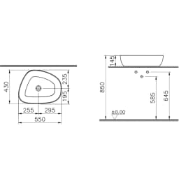 Vitra Outline 55x43 Cm Mat Kum Beji Çanak Lavabo - 5991B422-0016 görsel 2