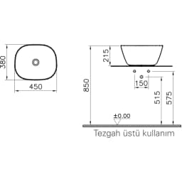 Vitra Plural 45x38 Cm Mat Kum Beji Çanak Lavabo - 7811B422-0016 görsel 2