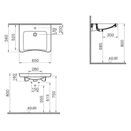 Vitra S20 65x56 Cm Özel İhtiyaç Lavabosu 5291B003-0001 görsel 2
