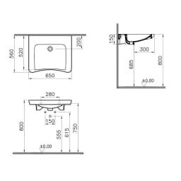 Vitra S20 65x56 Cm Özel İhtiyaç Lavabosu 5291B003-0012 görsel 2