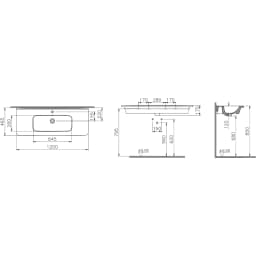 Vitra S20 Round 120x46 Cm Etajerli Lavabo - 7683B003-0001 görsel 2