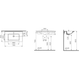 Vitra S20 Square 80x46 Cm Etajerli Lavabo - 7677B003-0001 görsel 2
